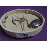 A small selection of white metal jewellery including locket, earrings etc