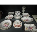 A selection of vintage ceramics including Wedgwood and Derby china