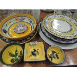 A selection of vintage Mediterranean style pottery