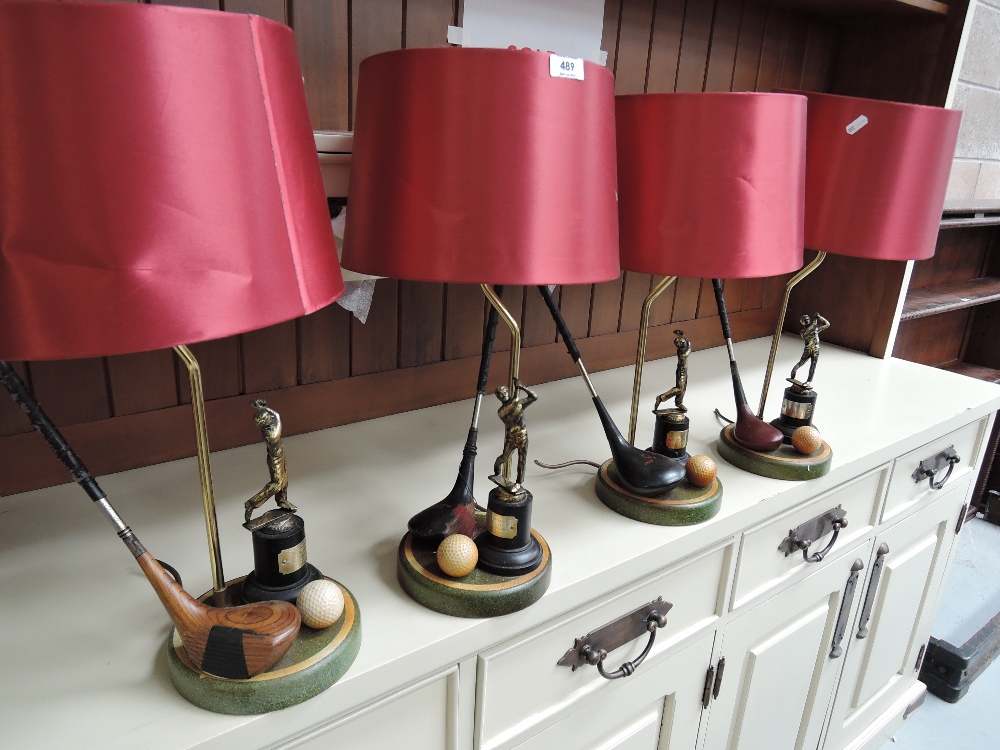 A selection of golf themed table lamps