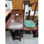 A gateleg table with barley twist legs and hall chair