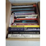 A carton of books, miscellaneous, including; art, wine & whiskey, etc.