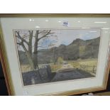 A vintage watercolour depicting old road at Langdale by Barbara W