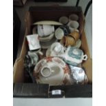 A selection of vintage ceramics including Masons Vista tea caddy
