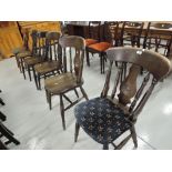 A harlequin set of six traditional dining chairs
