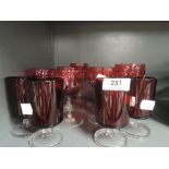 A selection of vintage cranberry glass