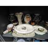 A selection of ceramics including Fryers vase etc