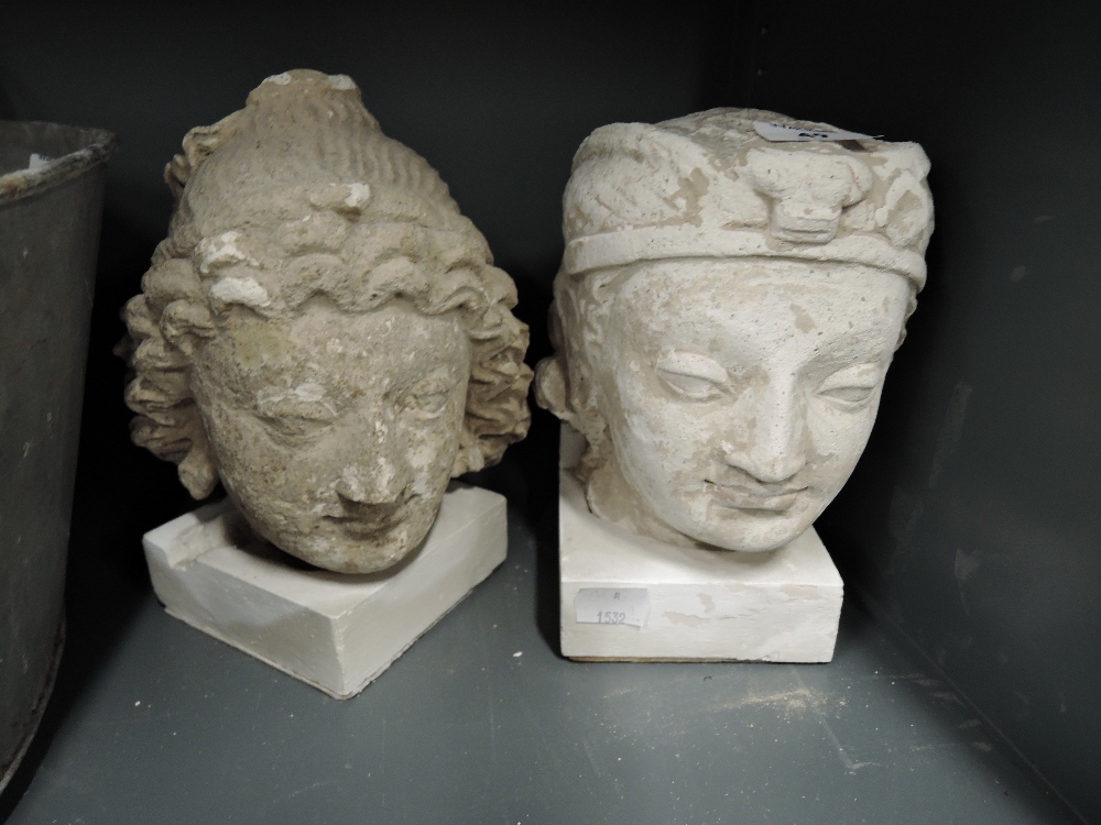 A pair of vintage plaster cast heads