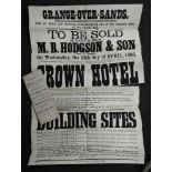 Ephemera. Grange-Over-Sands. Sales Particulars for the auction of the 'Crown Hotel' by M. B. Hodgson
