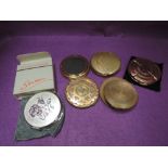 Six assorted vintage powder compacts including Kigu & Stratton