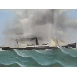 An acrylic painting, Robert, steam ship, Port Phillip, indistinctly signed, 16.5in x 24in