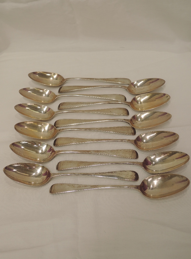 Twelve Victorian & Georgian silver table spoons of plain form, London 1830/34/35/37/40/42/43/44,