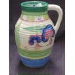 A Newport pottery, Clarice Cliff Bizare ribbed jug in the Oasis Fantasque pattern