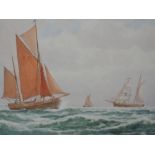 A watercolour, George Stanfield Walters, Ramsgate fishing boats in The Channel, signed and