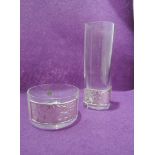 Two pieces of Italian clear glass having white metal decorative panels stamped 925