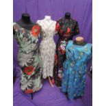 Four lady's vintage day dresses including printed lawn with flared skirt, cotton sun dress by