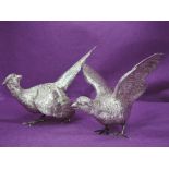 A pair of silver pheasants of realistic form, London 1989, C J Vander Ltd, approx 895g