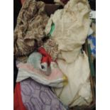 A box of ladies vintage blouses including paisley wrap around, lace, patchwork style by Coles of