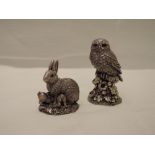 A Country Artists silver model of an owl on a branch, Birmingham 1995, Country Artists and a Country