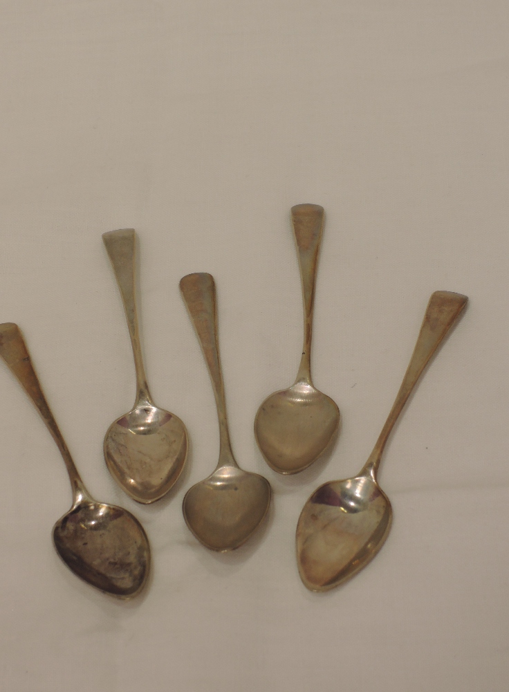 Five Georgian silver tea spoons of hanoverian form, London 1804, Samuel Godbehere Edward Wigan &