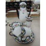 A 1920's Royal Doulton part coffee service having foliate and black border