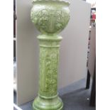 A late Victorian design faience pottery jardiniere on stand by Burmantofts, number 1947B