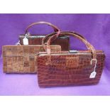 Three lady's brown textured leather hand bags including Nicoli of Italy and Gabi of Wilmslow