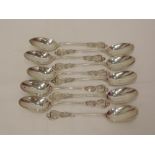 Ten HM silver Manchester & Counties Bulldog club silver spoons having moulded decoration to