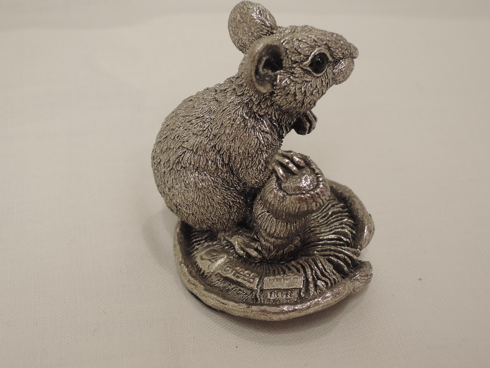 A Country Artists silver signed model of a mouse on a mushroom, Birmingham 1996, Country Artists - Image 2 of 2