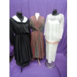 Three vintage lady's dresses including black dress by Davies & Field having pleated skirt and