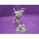 A Country Artists silver model of a wren on a branch, Birmingham 1994, Country Artists