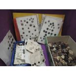 A large collection of vintage buttons including lead, French jet, brass, shell etc, many carded