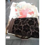 A box of vintage lace and linen etc including lace pyjama case, table linen, lamp shade, a piece