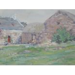 An acrylic painting, Eric Hesketh Hubbard, farmstead, signed, 8.5in x 11in