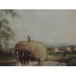 An oil painting, Tomson Laing, Haycart Crossing a Stream, signed, 10in x 17.5 (with 1988 invoice)