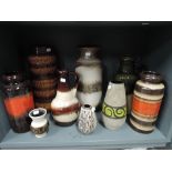 A selection of West German floor vases, and jugs