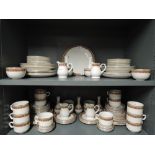 A large Churchill dinner service, red and gilt edged on a white ground