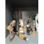 A selection of ethnic carvings etc