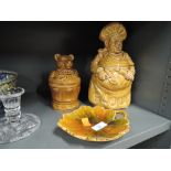 A selection of novelty containers and a leaf dish