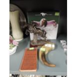 A selection of vintage items including Desert Orchid Horse racing model