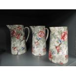 A set of vintage graduated jugs by Leighton Pottery Chinese rose pattern