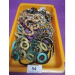 A selection of costume jewellery and belts