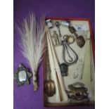 A small selection of misc including glove stretchers, thimbles, cap badge etc