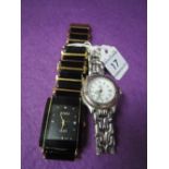 Two lady's fashion wrist watches in the style of Rado & Tag Heuer