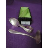 A cased HM silver infants first cutlery set of plain form