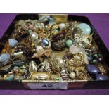 A selection of vintage costume jewellery earrings including screw back and clip