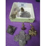A small selection of misc including two Indian coin brooches etc
