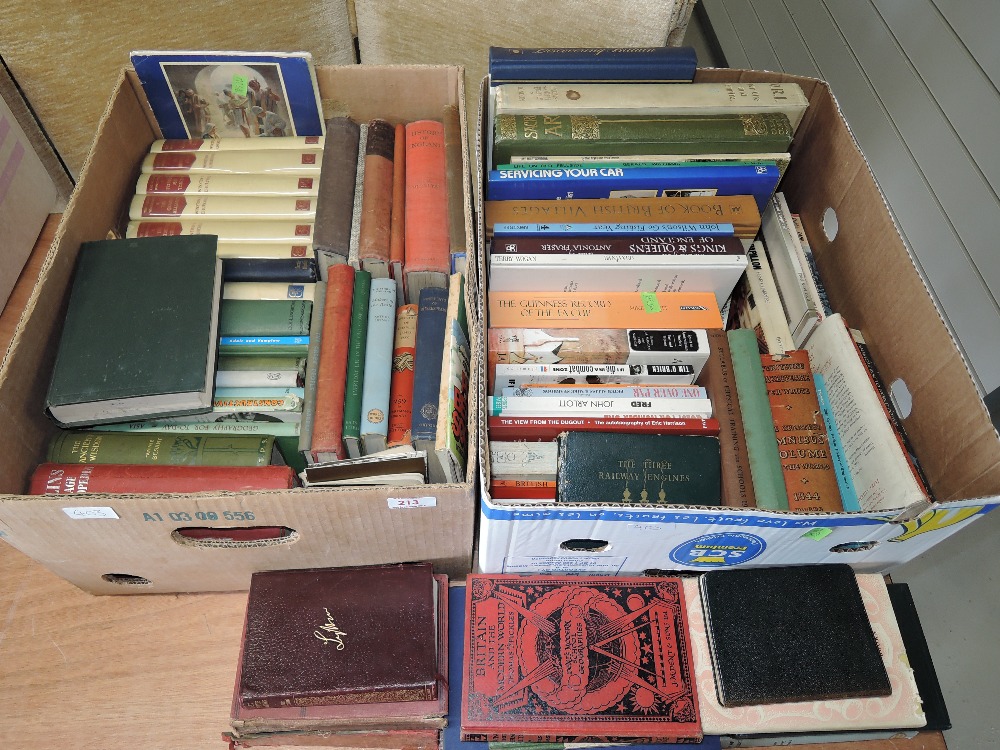 Three cartons of books, miscellany, including art, history, Winston Churchill, etc.