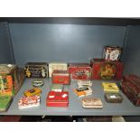 A selection of vintage advertising biscuit and similar tins including Carr's Thornes