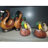 A selection of vintage duck figures including Mallard by George Kruth